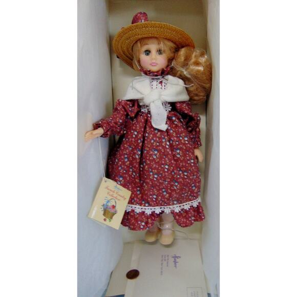 VTG 1989 Effanbee 13" FRENCH COUNTRY MAMA DOLL Dress Straw Hat Scarf Shoes Box - Picture 5 of 5